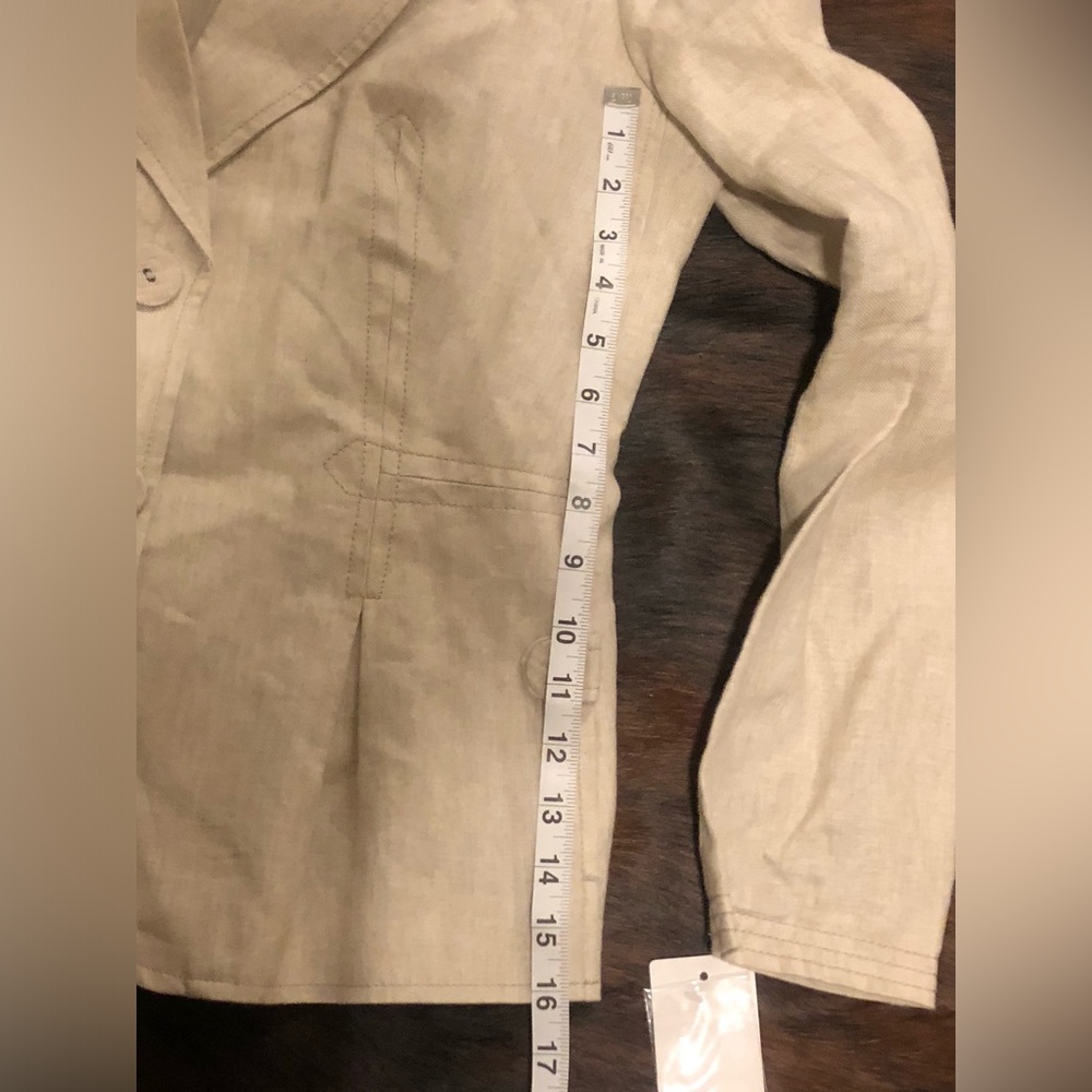 2-PC Linen-pleated front jacket & pant set by MNG MANGO size 12L in Wheat NWT - Picture 11 of 15
